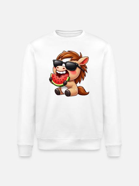 Cheval frais avec melon Cheval d’été - Sweat bio ROLLER Stanley/Stella Unisexe - blanc