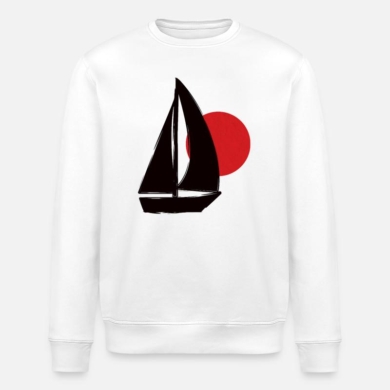 Boat before sunset - Stanley/Stella ROLLER Unisex Organic Sweatshirt - white