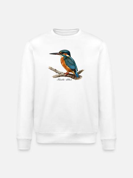 Bunter Eisvögel auf Ast - Stanley/Stella Unisex Bio-Sweatshirt ROLLER - Weiß