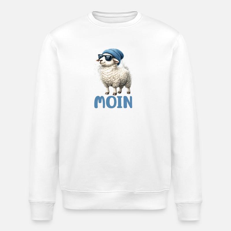Moin Schaf mit Sonnenbrille - Stanley/Stella Unisex Bio-Sweatshirt ROLLER - Weiß