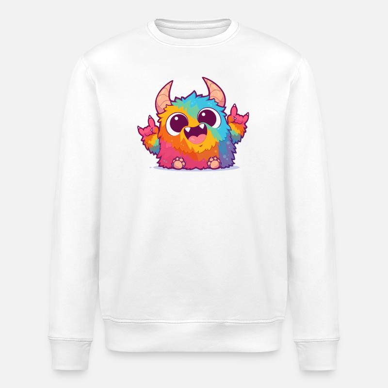 Kunterbunter Monster Rock-Charme - Stanley/Stella Unisex Bio-Sweatshirt ROLLER - Weiß
