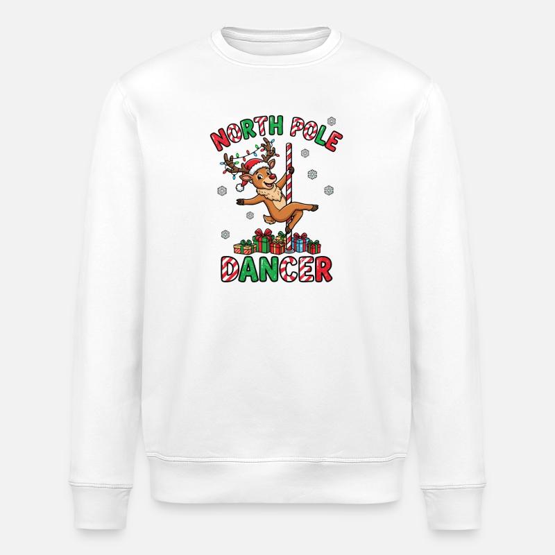 North Pole Dancer – Inappropriate Christmas for - Stanley/Stella ROLLER Unisex Organic Sweatshirt - white
