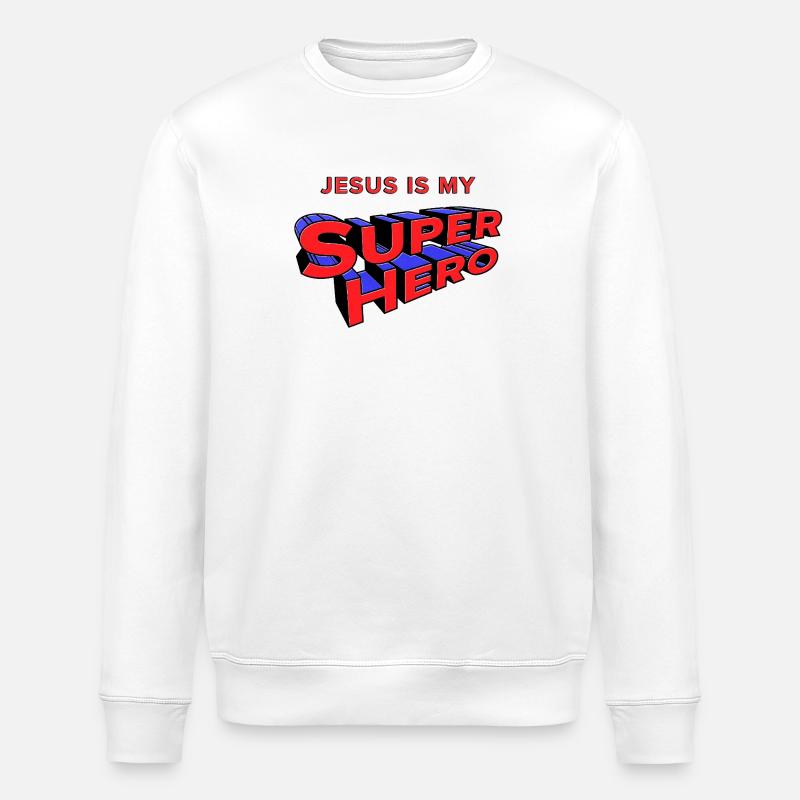 Jesus, mein Superheld - Stanley/Stella Unisex Bio-Sweatshirt ROLLER - Weiß