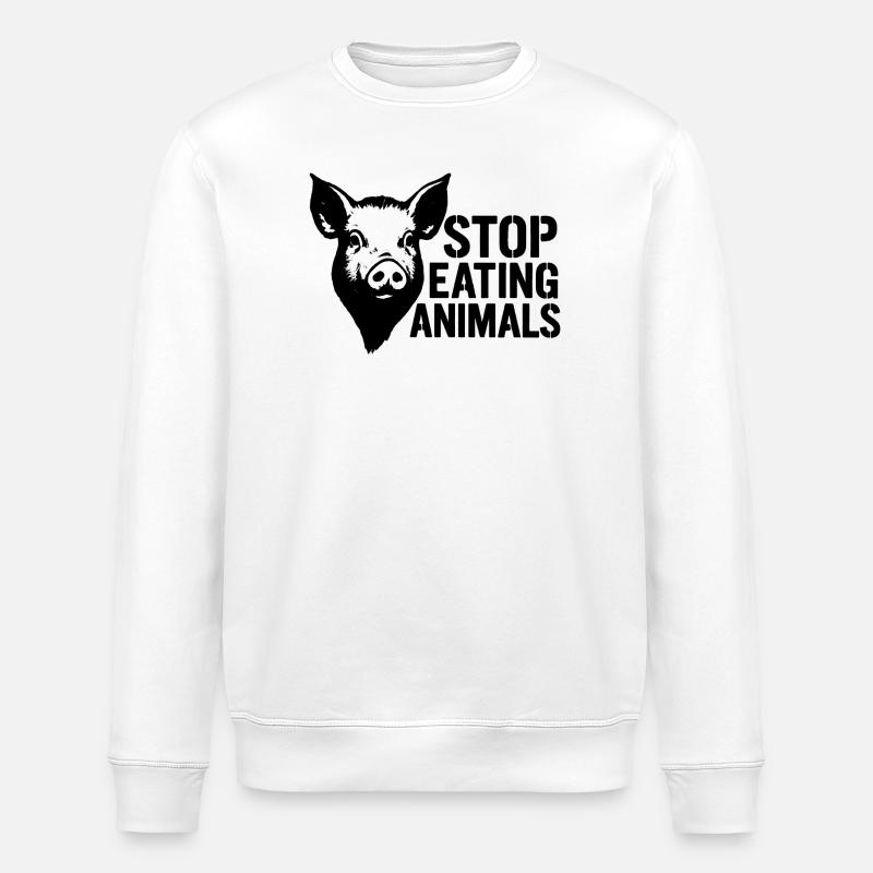 Stop Eating Animals Pig - Stanley/Stella Unisex Bio-Sweatshirt ROLLER - Weiß