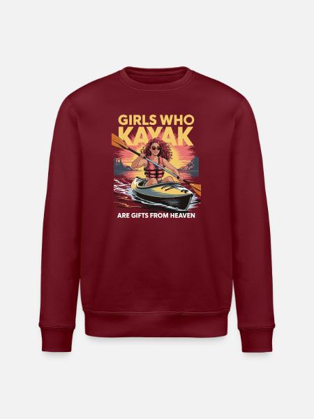 Girls Who Kayak Heaven Gift Design - Stanley/Stella ROLLER Unisex Organic Sweatshirt - white