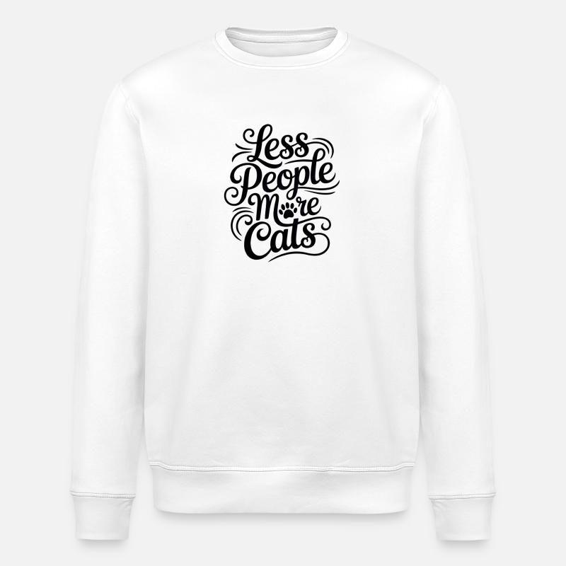 Weniger Menschen, mehr Katzen - Stanley/Stella Unisex Bio-Sweatshirt ROLLER - Weiß