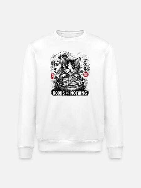Katzen ramen: Noods or Nothing - Stanley/Stella ROLLER Unisex Organic Sweatshirt - white