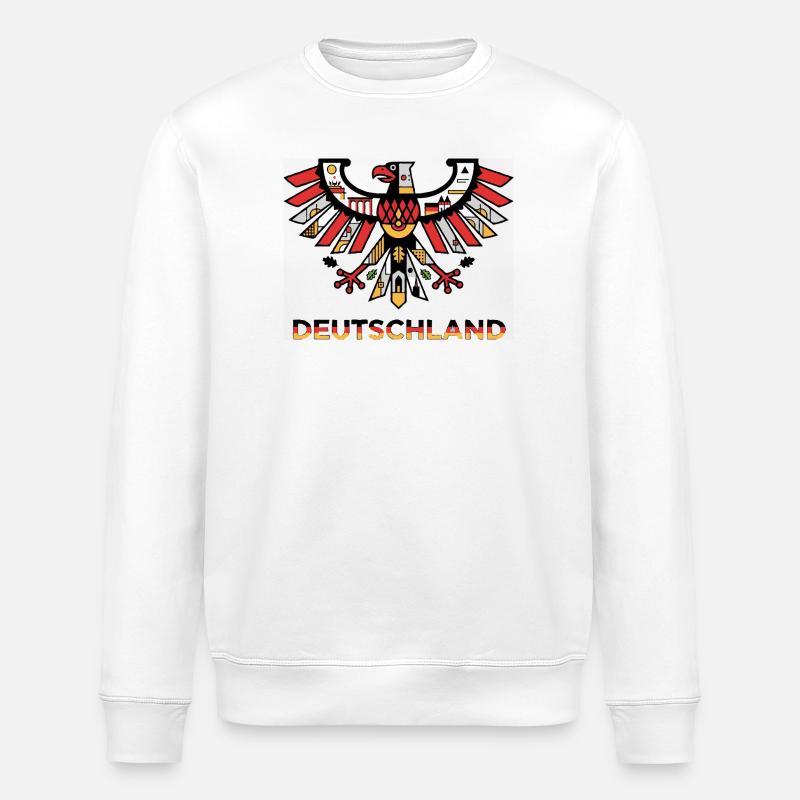 German Eagle Flag Motif - Stanley/Stella ROLLER Unisex Organic Sweatshirt - white