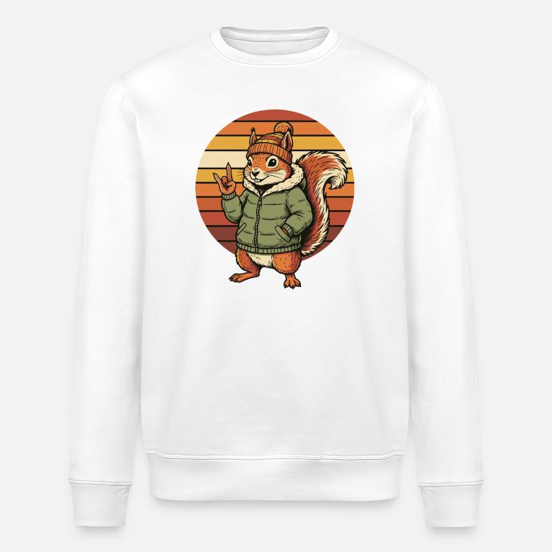 Écureuil Cool - Design Rétro Hivernal - Sweat bio ROLLER Stanley/Stella Unisexe - blanc