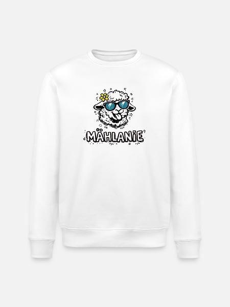 Mählanie Funny Sheep Pun Name Melanie - Stanley/Stella ROLLER Unisex Organic Sweatshirt - white