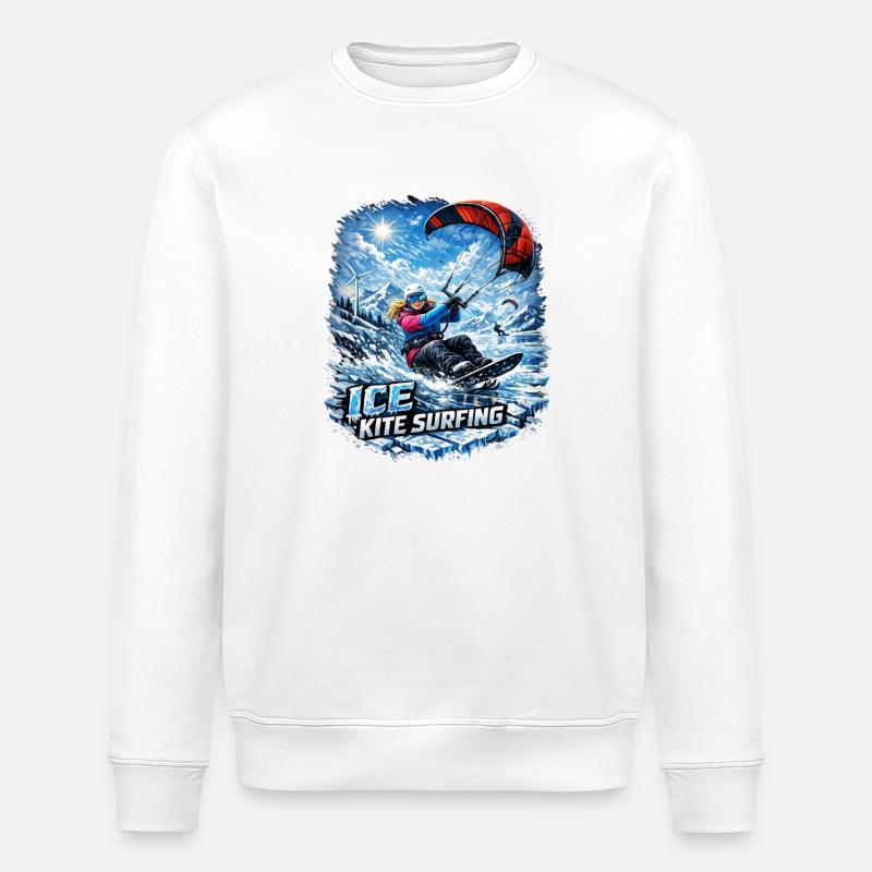 FILLE SKIFEUR DE KITE-SURF D’HIVER - Sweat bio ROLLER Stanley/Stella Unisexe - blanc