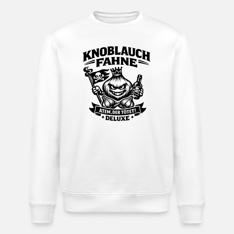 Knoblauch Knobi Fahne Deluxe - Stanley/Stella Unisex Bio-Sweatshirt ROLLER - Weiß