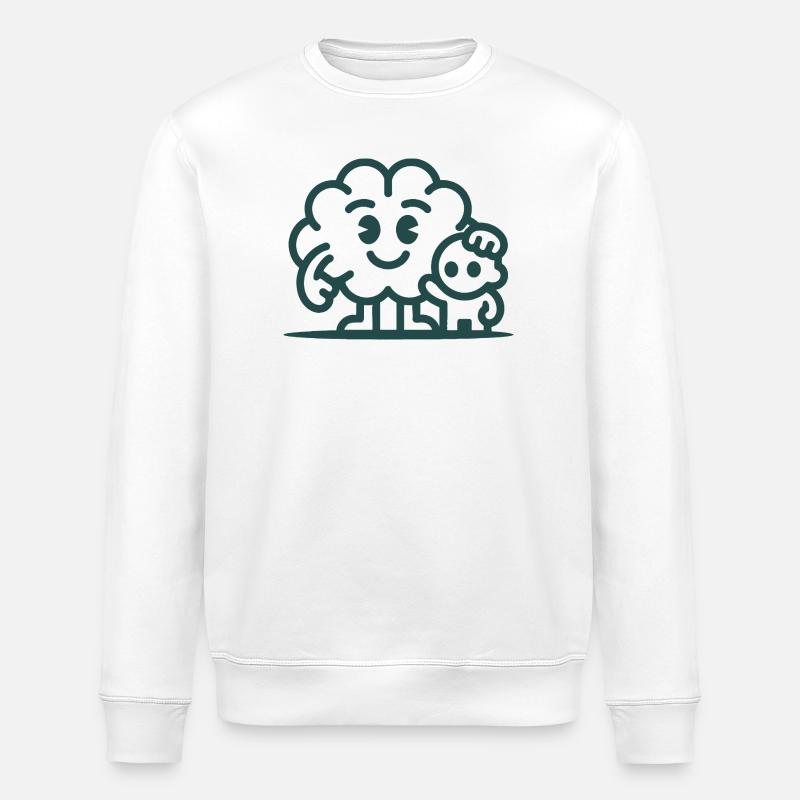 Friendly Cloud Duo Illustration - Stanley/Stella ROLLER Unisex Organic Sweatshirt - white
