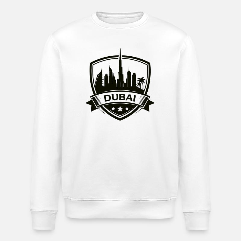 Dubai Skyline Shield - Stanley/Stella ROLLER Unisex Organic Sweatshirt - white