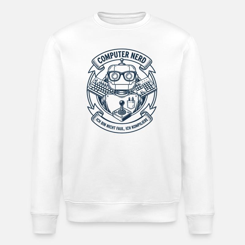 Logo du robot nerd informatique - Sweat bio ROLLER Stanley/Stella Unisexe - blanc