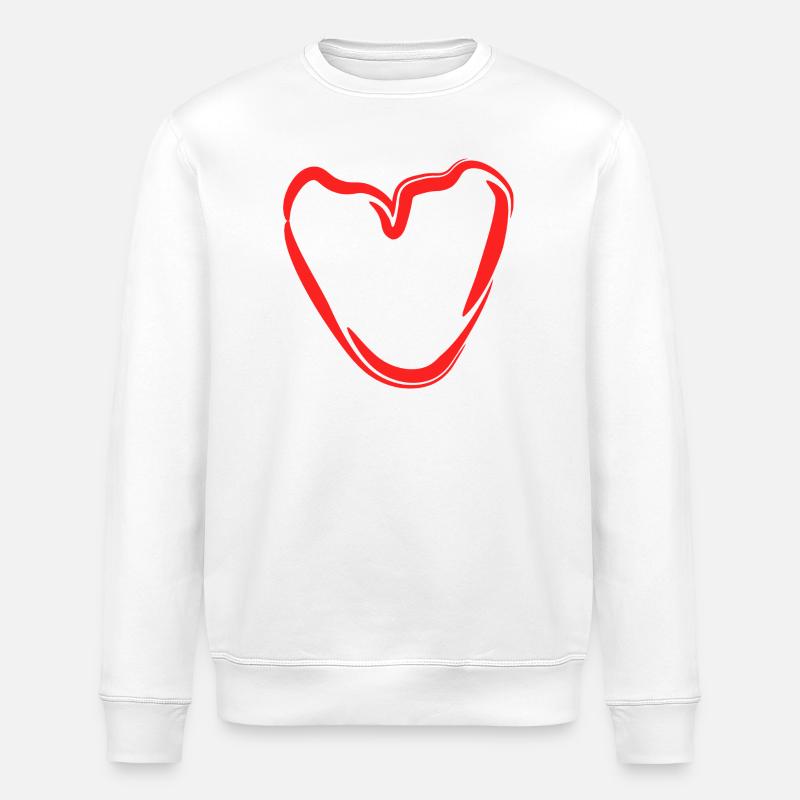 Rotes Handherz Skizze - Stanley/Stella Unisex Bio-Sweatshirt ROLLER - Weiß