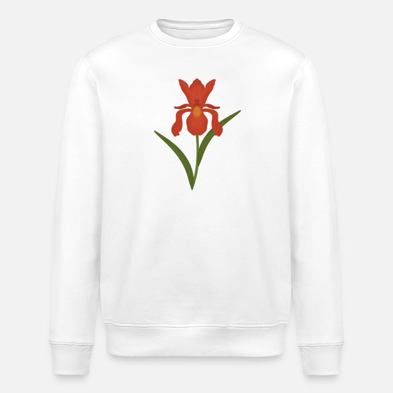 Illustration botanique d’iris - Sweat bio ROLLER Stanley/Stella Unisexe - blanc