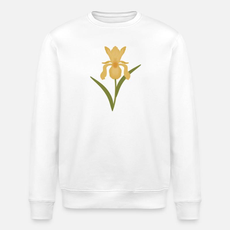 Goldene Irisblüte auf Grün - Stanley/Stella Unisex Bio-Sweatshirt ROLLER - Weiß