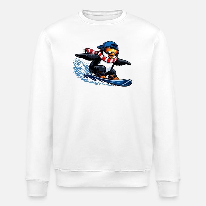 Pinguin Boarder Wintersport - Stanley/Stella Unisex Bio-Sweatshirt ROLLER - Weiß