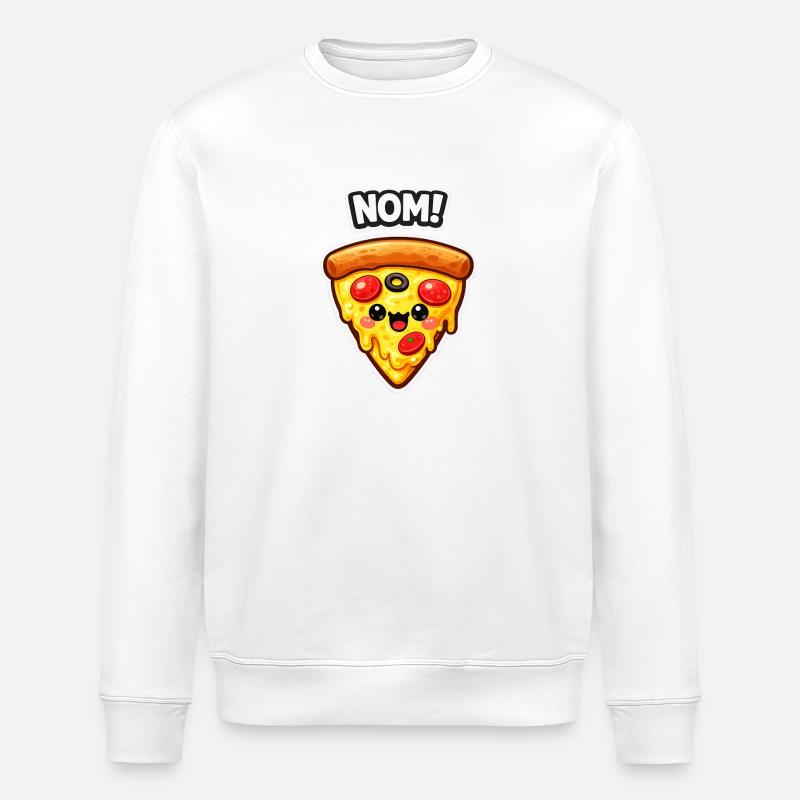 Kawaii Pizzastück Design - Stanley/Stella Unisex Bio-Sweatshirt ROLLER - Weiß