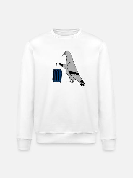 Pigeon with Suitcase – Minimal urban Illustration - Stanley/Stella ROLLER Unisex Organic Sweatshirt - white
