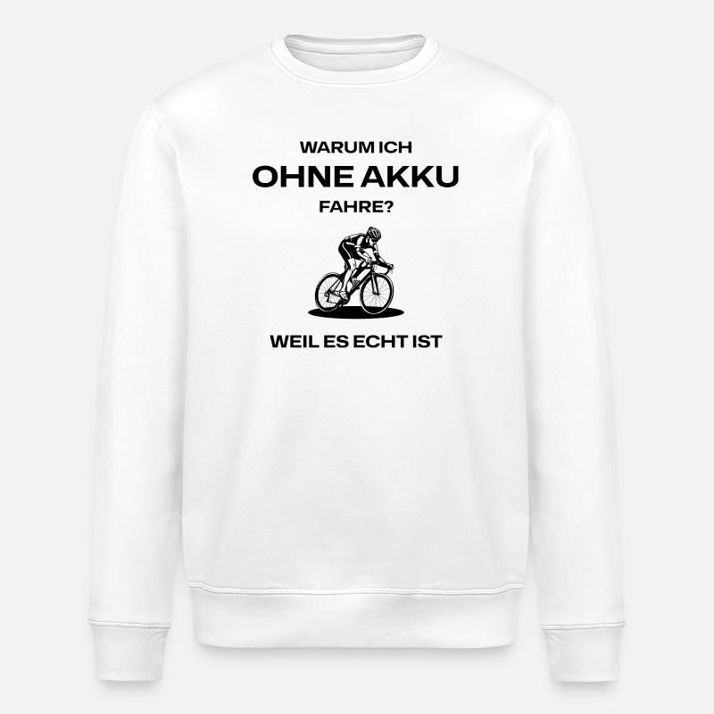 Radfahrer Silhouette Schwarz - Stanley/Stella Unisex Bio-Sweatshirt ROLLER - Weiß