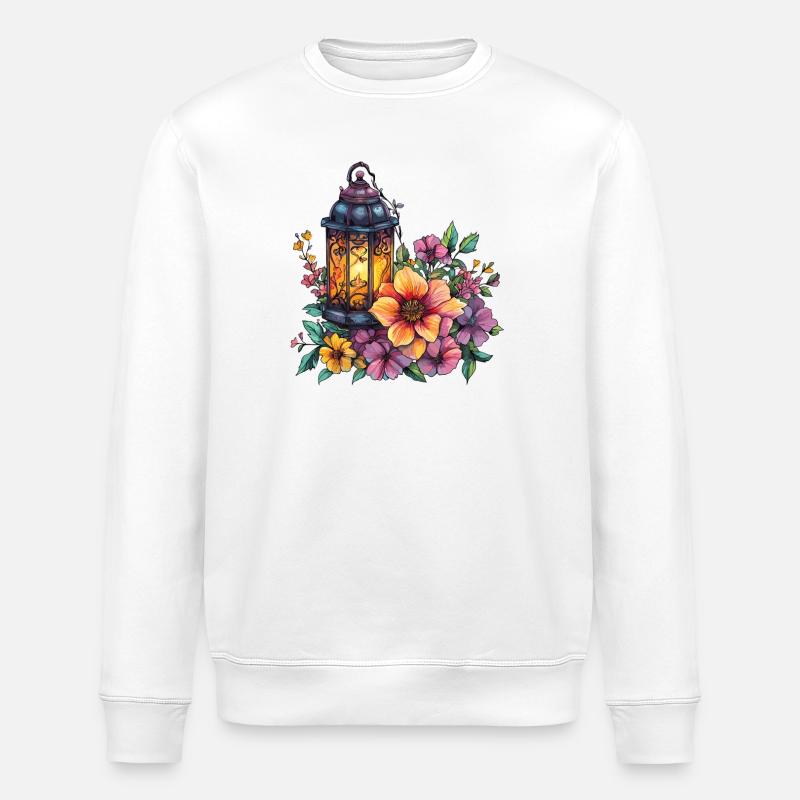 Lanterne dans une mer de fleurs - Sweat bio ROLLER Stanley/Stella Unisexe - blanc