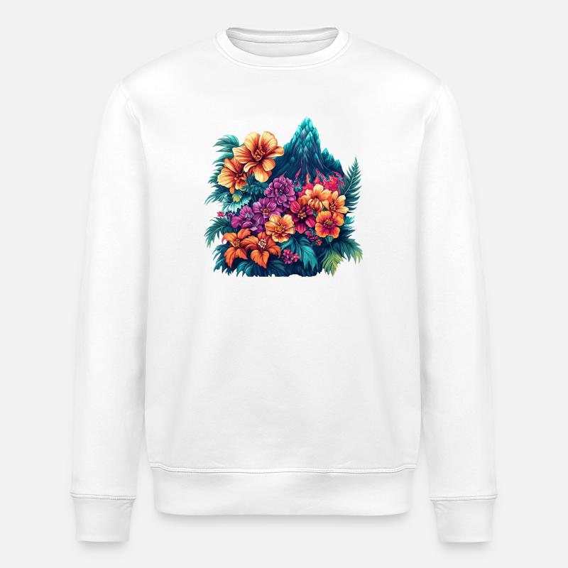 Tropische Blüten und Berglandschaft - Stanley/Stella Unisex Bio-Sweatshirt ROLLER - Weiß