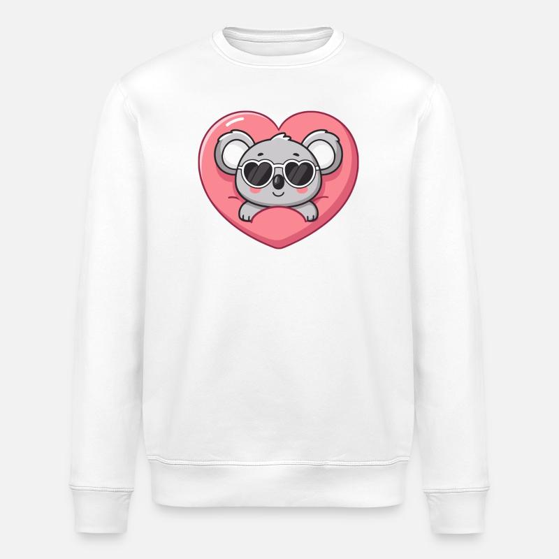 Koalaherz und coole Gläser - Stanley/Stella Unisex Bio-Sweatshirt ROLLER - Weiß