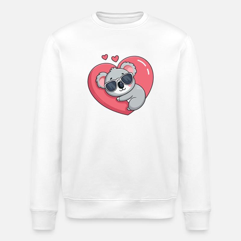 Koala-Ruhebrille mit rosa Herz - Stanley/Stella Unisex Bio-Sweatshirt ROLLER - Weiß
