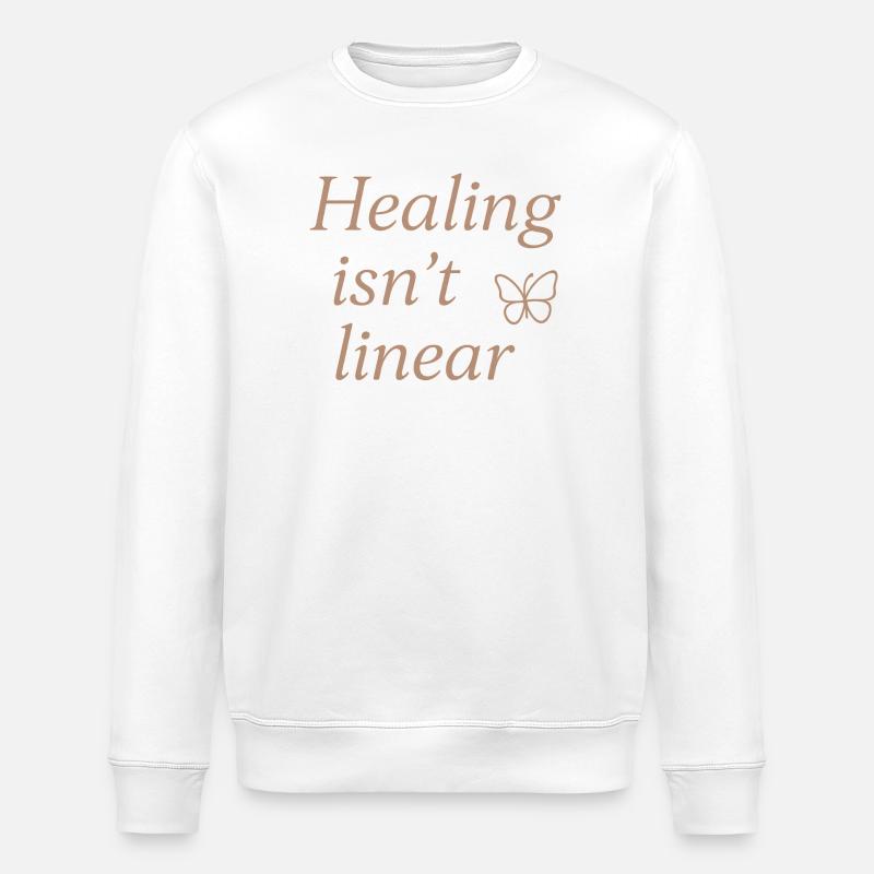 Healing Isn't Linear Butterfly - Stanley/Stella ROLLER Unisex Organic Sweatshirt - white