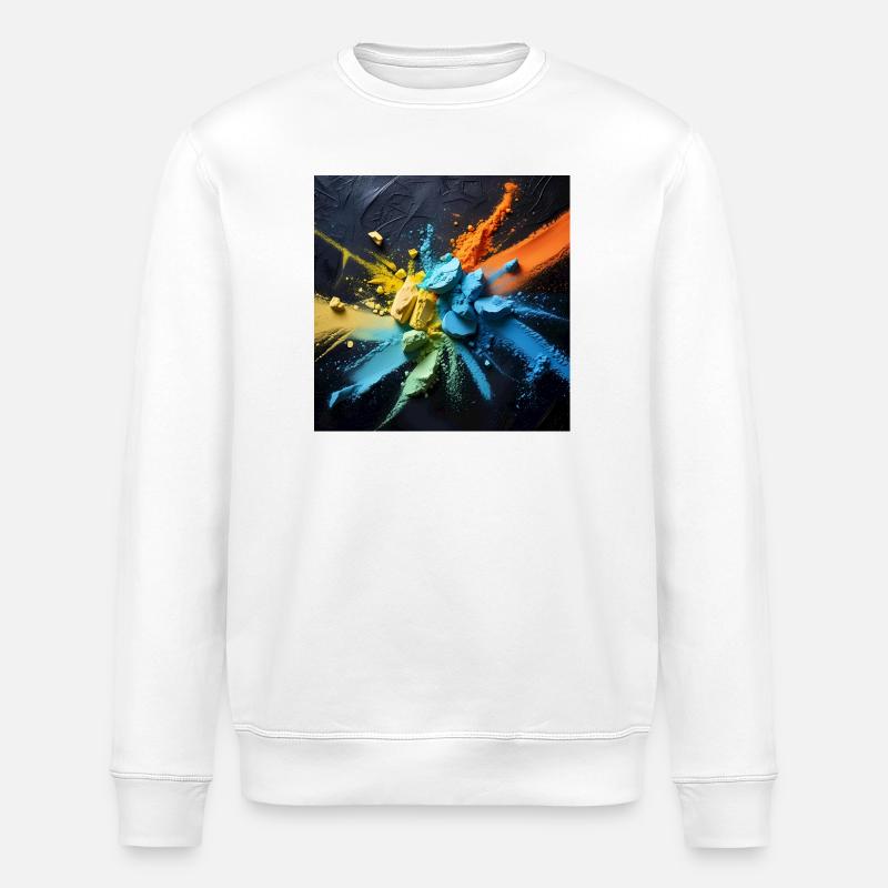 Regenbogenstaub-Explosion - Stanley/Stella Unisex Bio-Sweatshirt ROLLER - Weiß