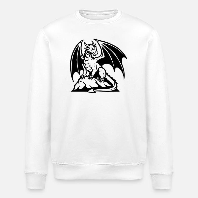 Drache Logo – Fantasy Krafttier Design - Stanley/Stella Unisex Bio-Sweatshirt ROLLER - Weiß