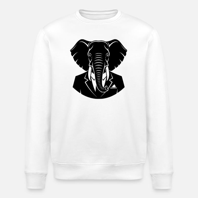 Éléphant en costume – Motif d’animal d’affaires - Sweat bio ROLLER Stanley/Stella Unisexe - blanc