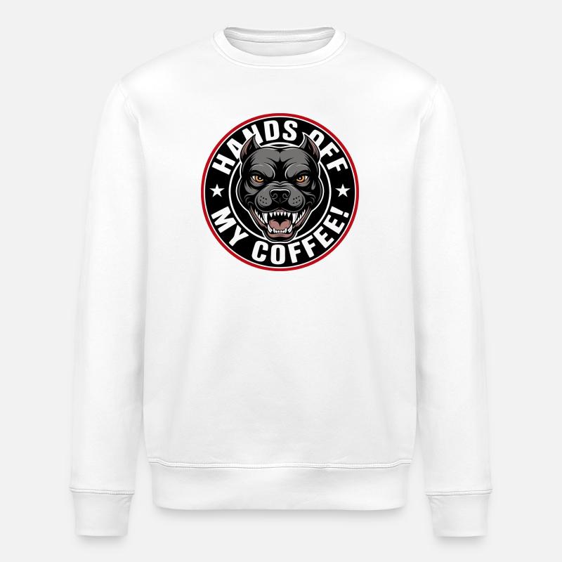 Halt mein Kaffee Hundemotiv - Stanley/Stella Unisex Bio-Sweatshirt ROLLER - Weiß