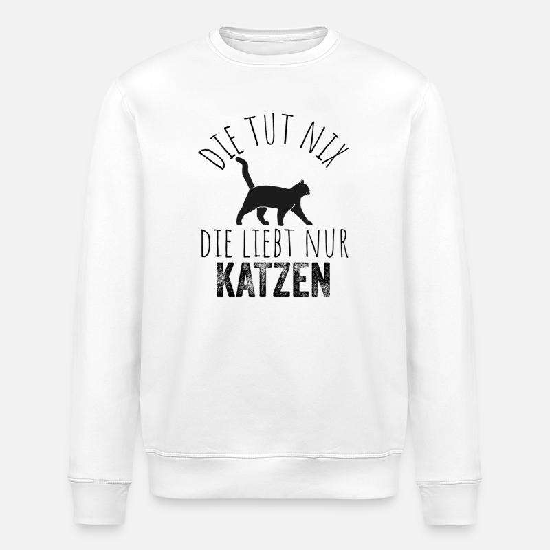 Silhouette de chat noir dans l’allée - Sweat bio ROLLER Stanley/Stella Unisexe - blanc