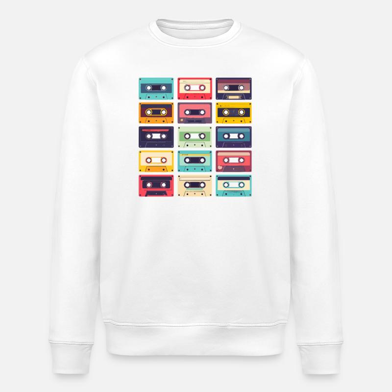 Cassettes Pop Art Pattern - Stanley/Stella ROLLER Unisex Organic Sweatshirt - white