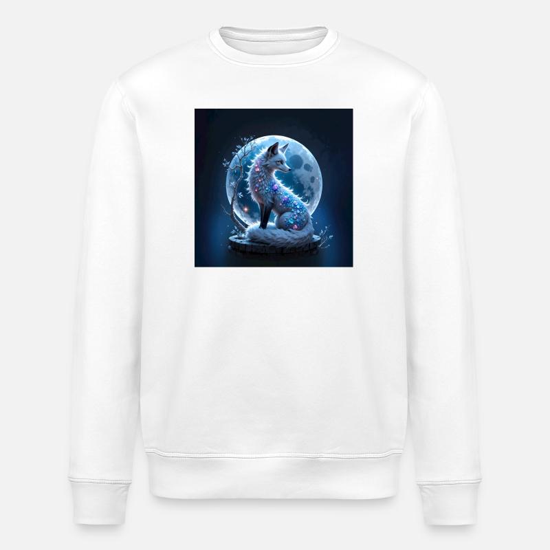 Renard Lunaire Blue Gem - Sweat bio ROLLER Stanley/Stella Unisexe - blanc