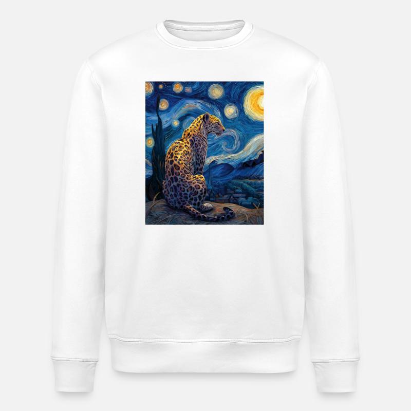 Leopard Van Gogh - Stanley/Stella ROLLER Unisex Organic Sweatshirt - white
