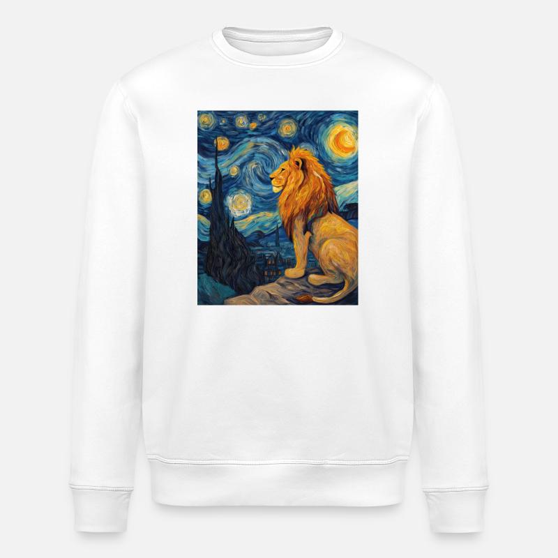 Lion Van Gogh - Sweat bio ROLLER Stanley/Stella Unisexe - blanc