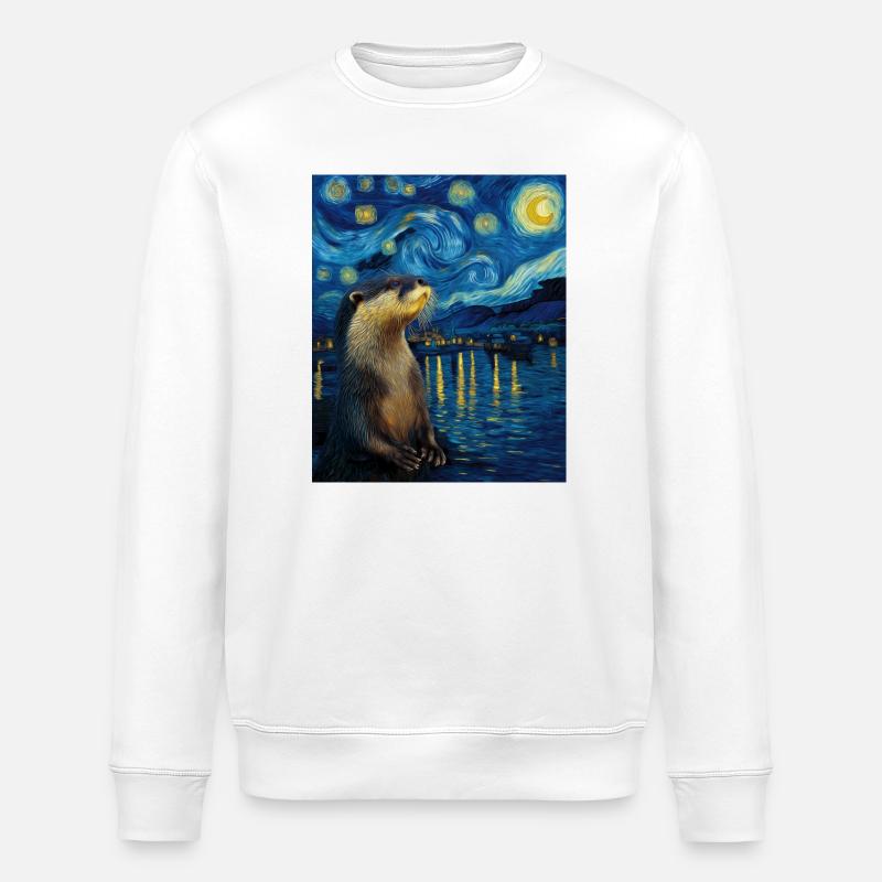 Otter Van Gogh - Stanley/Stella Unisex Bio-Sweatshirt ROLLER - Weiß