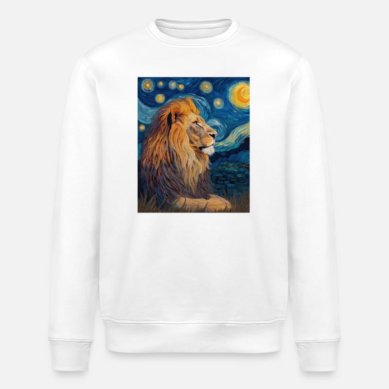 Lion Van Gogh - Stanley/Stella ROLLER Unisex Organic Sweatshirt - white
