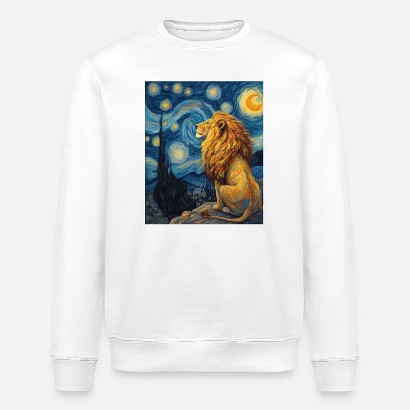 Lion Van Gogh - Stanley/Stella ROLLER Unisex Organic Sweatshirt - white