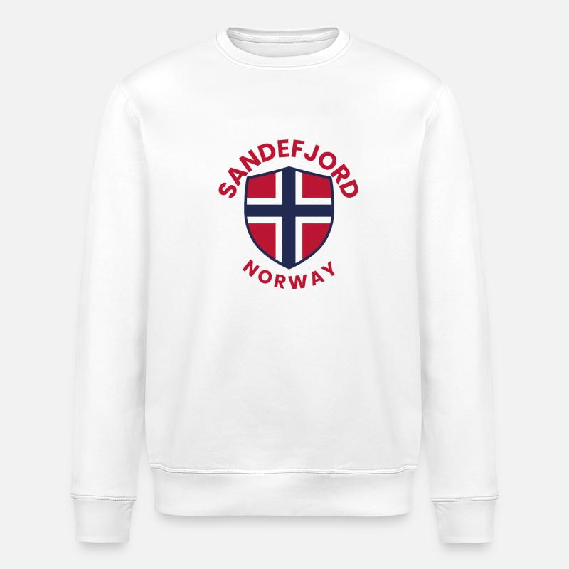 Sandefjord Norwegen-Schild - Stanley/Stella Unisex Bio-Sweatshirt ROLLER - Weiß