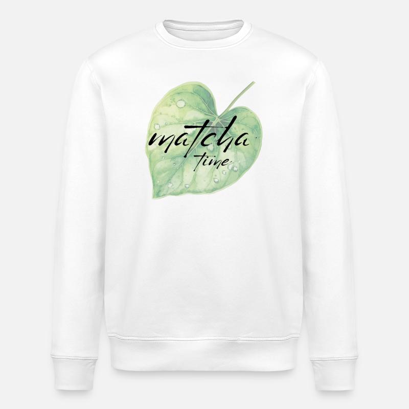 Matcha, feuille, vert, temps - Sweat bio ROLLER Stanley/Stella Unisexe - blanc
