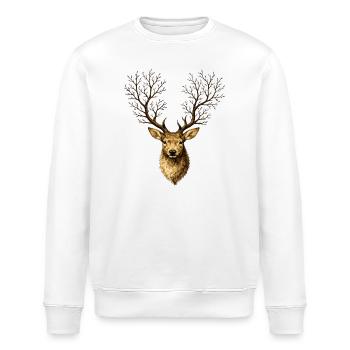 Hirschkopf mit Baumgeweih – Mystischer Waldgeist - Stanley/Stella Unisex Bio-Sweatshirt ROLLER - Weiß - Vorne - Nik (191cm)