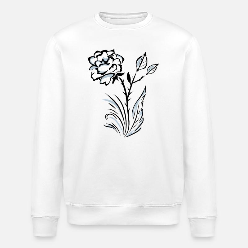 Stylized outlined rose - Stanley/Stella ROLLER Unisex Organic Sweatshirt - white
