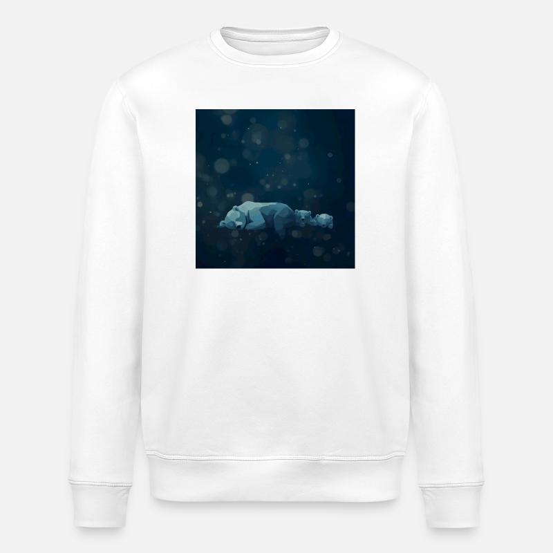 Blue Night Geometrische Eisbären - Stanley/Stella Unisex Bio-Sweatshirt ROLLER - Weiß