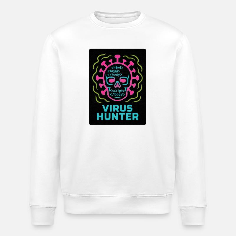 Cybersécurité : Chasseur de virus - Sweat bio ROLLER Stanley/Stella Unisexe - blanc