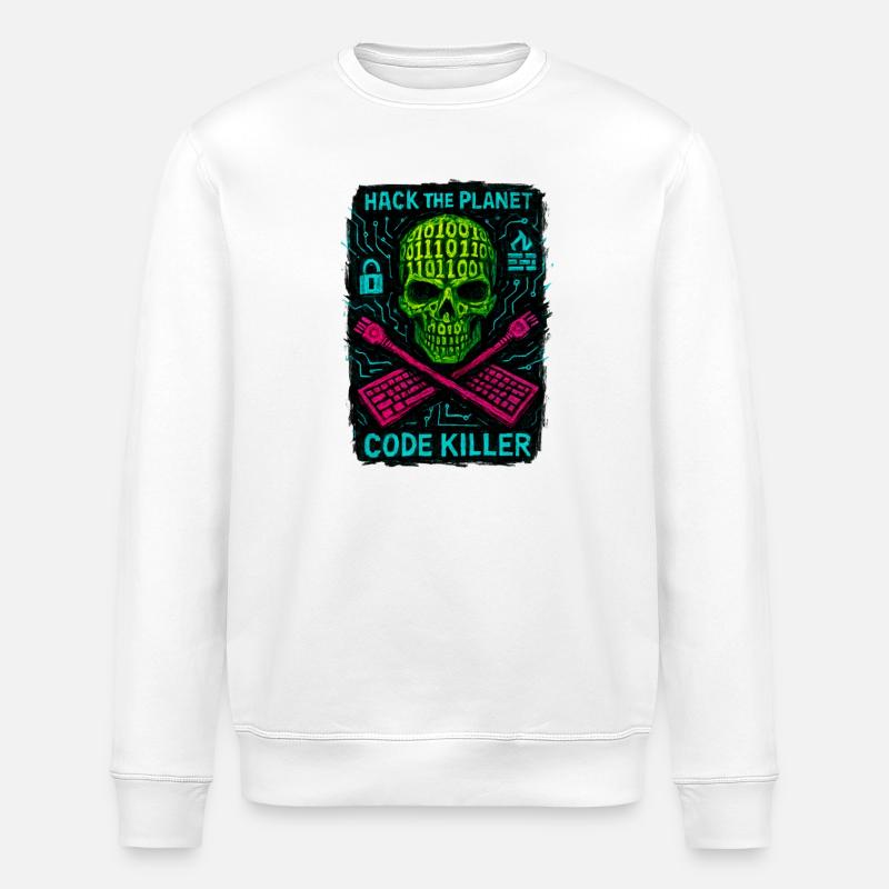 Hack the Planet Code Killer – Cybersicherheit - Stanley/Stella Unisex Bio-Sweatshirt ROLLER - Weiß